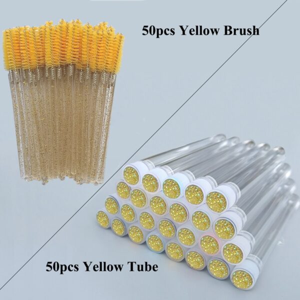 Cílios reutilizáveis escova tubo para extensão de cílios varinhas de rímel descartáveis, aplicador escovas de cílios-50/100 pçs - Image 3