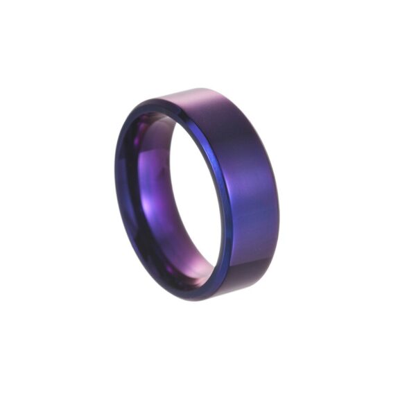 Anel de aço inoxidável, Simples 8mm, masculino roxo acabamento fosco chanfrado borda polido. - Image 5