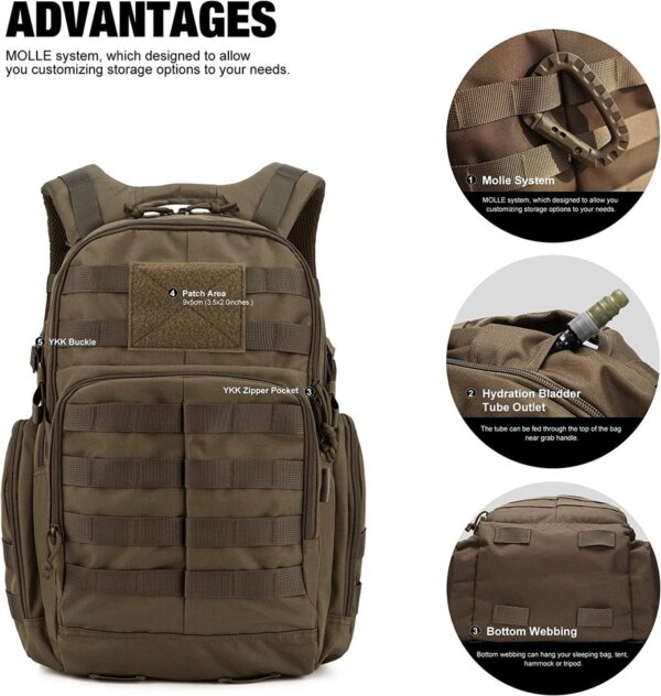 Mochila Militar Tática de 25L em Poliéster 600D com Zíperes Mardingtop, para Aventuras ao Ar Livre - Image 6