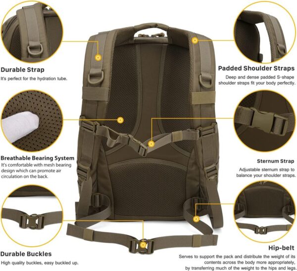Mochila Militar Tática de 25L em Poliéster 600D com Zíperes Mardingtop, para Aventuras ao Ar Livre - Image 5