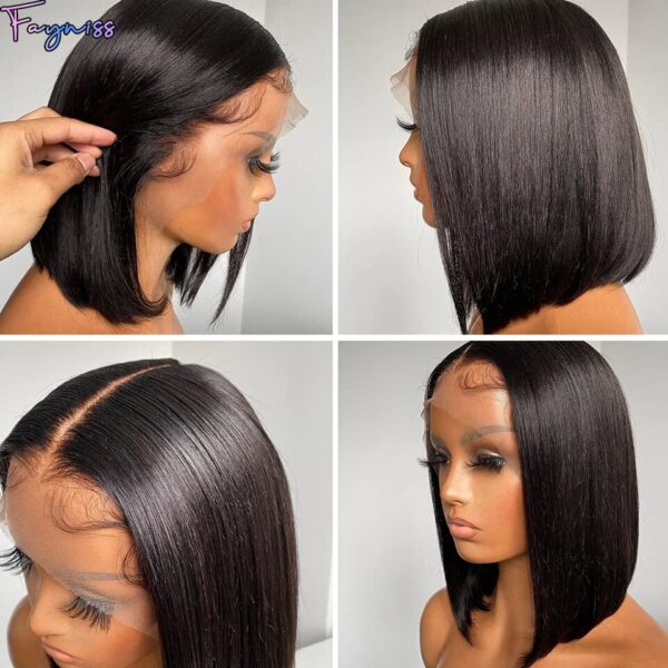 Peruca BEAISS reta para mulheres, cabelo humano, frente com renda, transparente, 13x4, frontal com renda HD, brasileira - Image 4