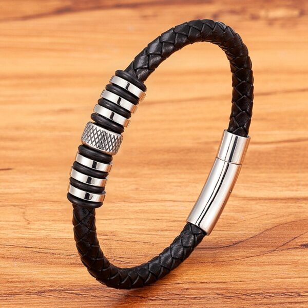 Pulseira de couro de aço inoxidável para homens XQNI, acessórios pequenos, combinação estilo simples, jóias, novo - Image 3