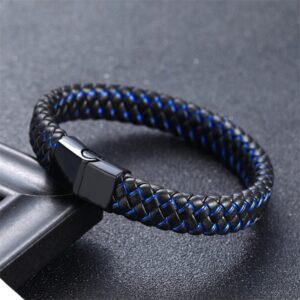 Pulseira de couro de microfibra de aço inoxidável masculina, estilo simples, joias artesanais, moda europeia e americana, 316L
