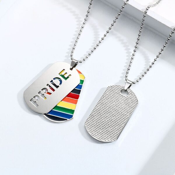 Colar com pingente LGBTQ de dupla camada para homens e mulheres, arco-íris, amor, orgulho gay - Image 3