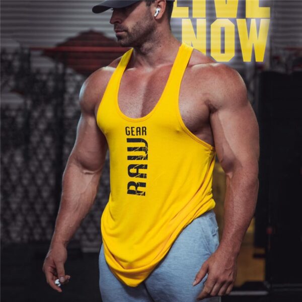 Camiseta de algodão nova tanque topos ginásio fitness colete muscular sem mangas, masculina singlet undershirt casual musculação esportes - Image 8