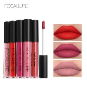 Batom líquido impermeável Focallure, Red Velvet Lip Tint, Nude Matte, Maquiagem Colorida