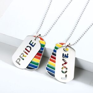 Colar com pingente LGBTQ de dupla camada para homens e mulheres, arco-íris, amor, orgulho gay