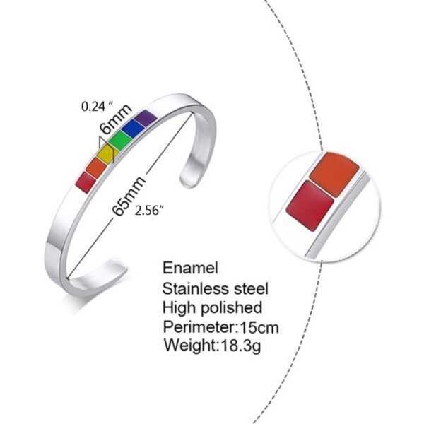 Pulseiras LGBTQ Arco-íris amor orgulho, gay, aço inoxidável esmalte manguito bracelete j78f - Image 6