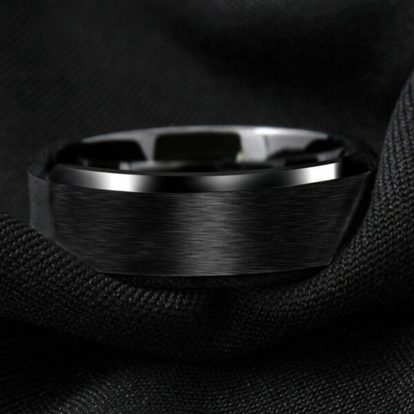 Anel de aço inoxidável fosco escovado 8mm preto moda masculina banda unissex jóias - Image 4