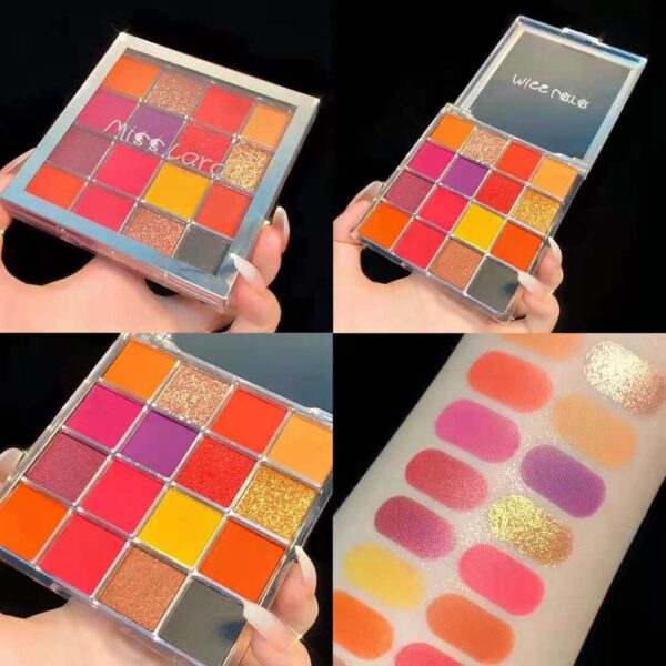 Paleta de Sombra Miss Lara, Shimmer, Glitter, Matte, Pó Pigmentado, Sombra Pressionada, Colorido, 16 Cores - Image 10