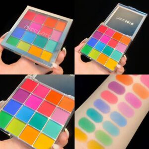 Paleta de Sombra Miss Lara, Shimmer, Glitter, Matte, Pó Pigmentado, Sombra Pressionada, Colorido, 16 Cores