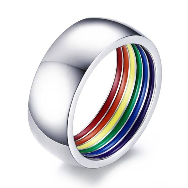 Anel orgulho gay-LGBTQ-ZORCVENS-316L, do arco-íris de esmalte de aço inoxidável para homens, lésbicas, gays - Image 9