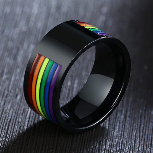Anel orgulho gay-LGBTQ-ZORCVENS-316L, do arco-íris de esmalte de aço inoxidável para homens, lésbicas, gays - Image 5