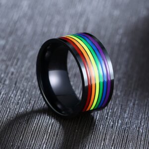 Anel orgulho gay-LGBTQ-ZORCVENS-316L, do arco-íris de esmalte de aço inoxidável para homens, lésbicas, gays