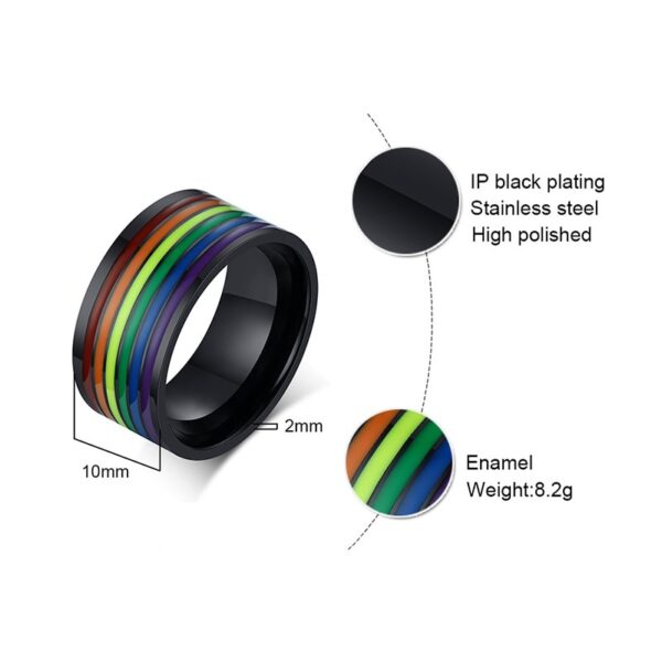 Anel orgulho gay-LGBTQ-ZORCVENS-316L, do arco-íris de esmalte de aço inoxidável para homens, lésbicas, gays - Image 15
