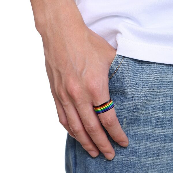 Anel orgulho gay-LGBTQ-ZORCVENS-316L, do arco-íris de esmalte de aço inoxidável para homens, lésbicas, gays - Image 13