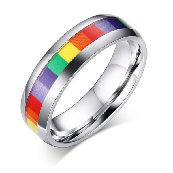 Anel orgulho gay-LGBTQ-ZORCVENS-316L, do arco-íris de esmalte de aço inoxidável para homens, lésbicas, gays - Image 4