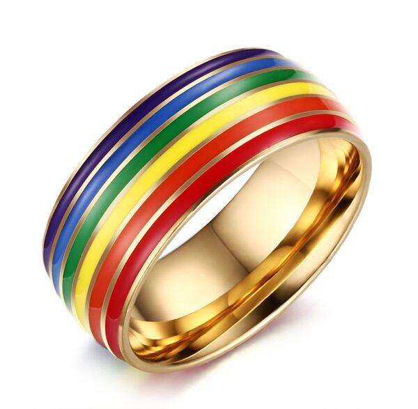 Anel orgulho gay-LGBTQ-ZORCVENS-316L, do arco-íris de esmalte de aço inoxidável para homens, lésbicas, gays - Image 7