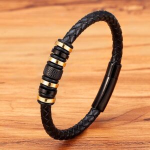 Pulseira de couro de aço inoxidável para homens XQNI, acessórios pequenos, combinação estilo simples, jóias, novo