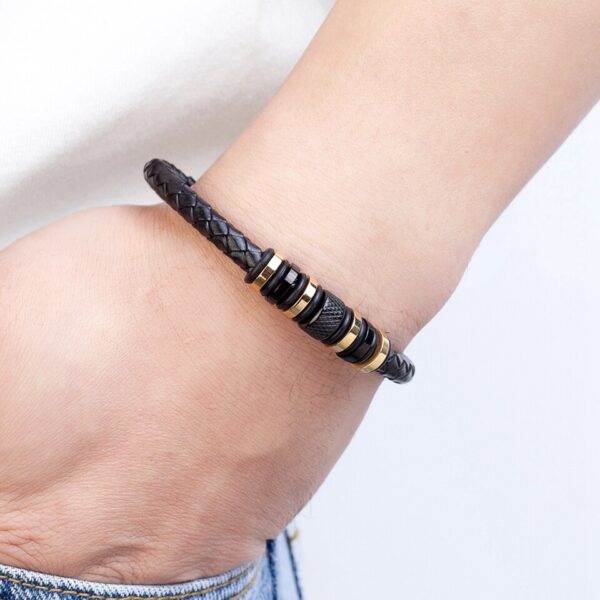 Pulseira de couro de aço inoxidável para homens XQNI, acessórios pequenos, combinação estilo simples, jóias, novo - Image 2