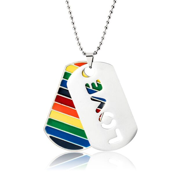 Colar com pingente LGBTQ de dupla camada para homens e mulheres, arco-íris, amor, orgulho gay - Image 8