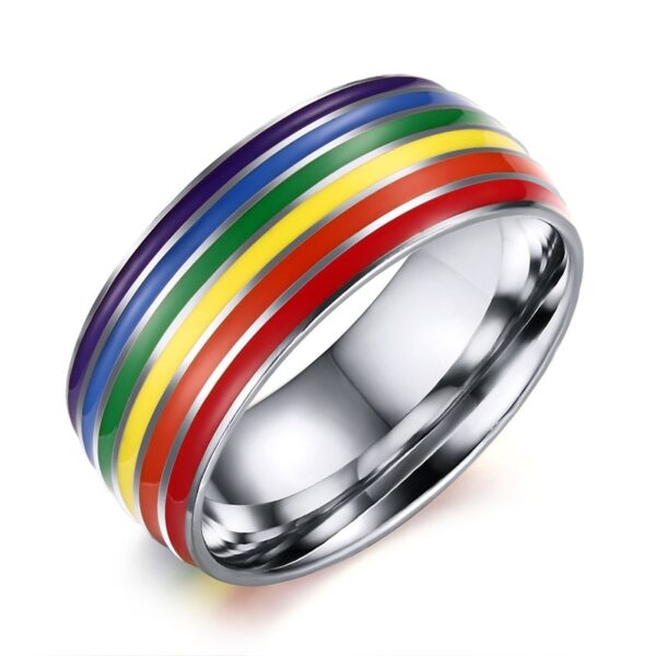 Anel orgulho gay-LGBTQ-ZORCVENS-316L, do arco-íris de esmalte de aço inoxidável para homens, lésbicas, gays - Image 8