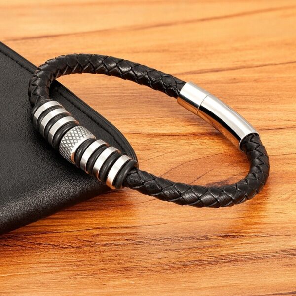 Pulseira de couro de aço inoxidável para homens XQNI, acessórios pequenos, combinação estilo simples, jóias, novo - Image 5