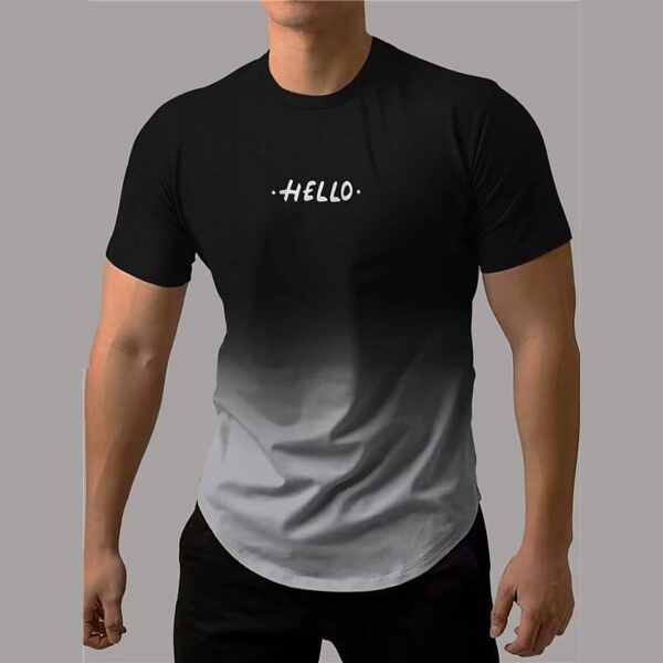 Camiseta estampada com letra masculina, gradiente de contraste, de manga curta Harajuku, pescoço, camisetas extragrandes - Image 6