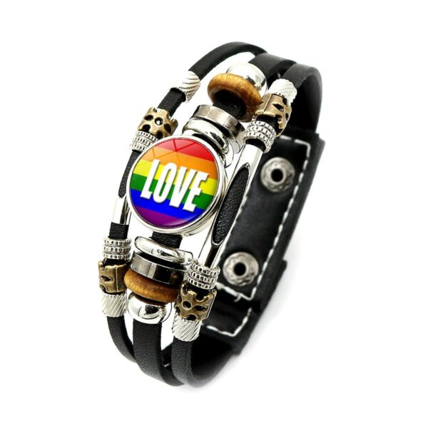 Pulseira LGBTQ orgulho arco-íris, bissexual pansexual snap botão, gay, amizade, lésbica, couro unissex - Image 15