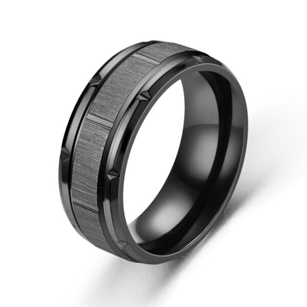 Anel multifacetado preto do sulco do aço inoxidável para homens e mulheres, moda - Image 11