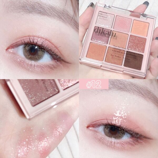 Sombra 9 Colors Glitter Eyeshadow Palette Pearlescent Matte Earth Color Acrílico Paleta de Sombras Impermeável, Coreano - Image 4