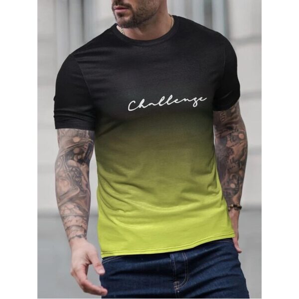 Camiseta estampada com letra masculina, gradiente de contraste, de manga curta Harajuku, pescoço, camisetas extragrandes - Image 15