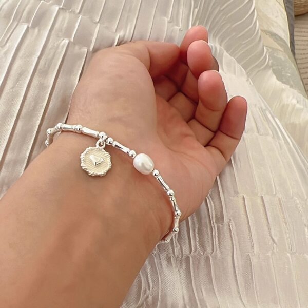 Pulseira feminina-VENTFILLE 925 Sterling Silver Pearls Bambu Knots, Coreano - Image 26