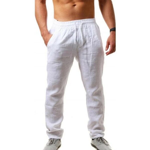 Calça Casual Algodão de linho masculino respiráveis, streetwear, jogging outono / verão - Image 5