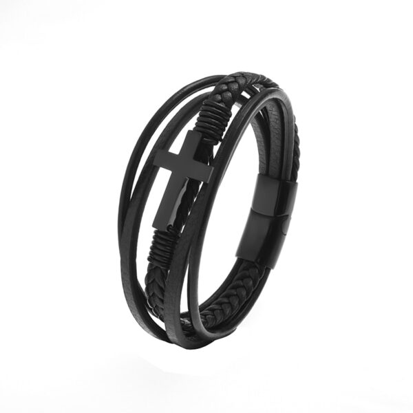 Pulseira de couro trançado à mão para homens e mulheres, cruz simples e delicada, amuletos cristãos - Image 30