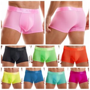 Cueca malha macia JOCKMAIL Sexy Masculina Boxer, de Seda Gelada, Curta