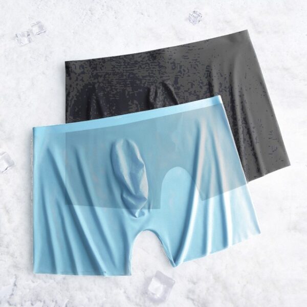 Cueca Shorts boxer de malha transparente ultra-fino masculino, seda gelo, nu, sem costura, plus size, sexy, novo, 1-2 peças - Image 7