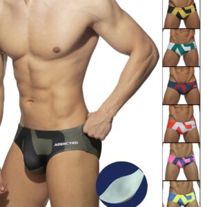 Sunga banho sexy americano e europeu masculino, triangular, estampados, praia, nova moda, verão