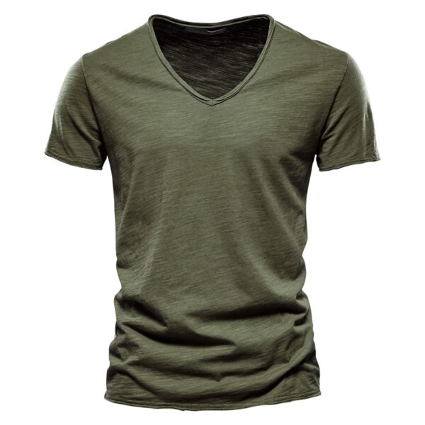 Camiseta monocromática com decote em O masculina, camiseta clássica, 100% algodão, alta qualidade, verão - Image 13