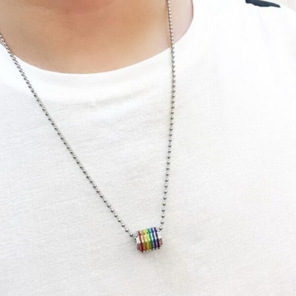 Colar com pingente LGBTQ de dupla camada para homens e mulheres, arco-íris, amor, orgulho gay - Image 7