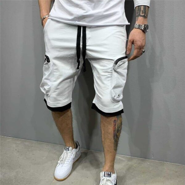 Bermuda Masculina curta solta para jogging, moda casual de streetwear fitness, esportivos com vários bolsos, hip cargo, verão - Image 9