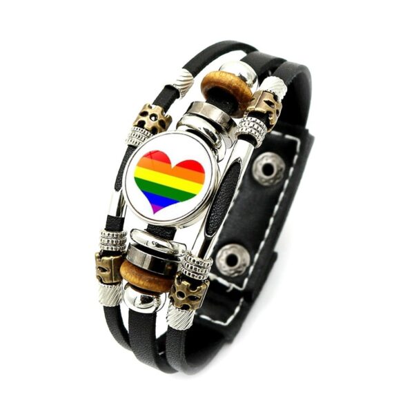 Pulseira LGBTQ orgulho arco-íris, bissexual pansexual snap botão, gay, amizade, lésbica, couro unissex - Image 10