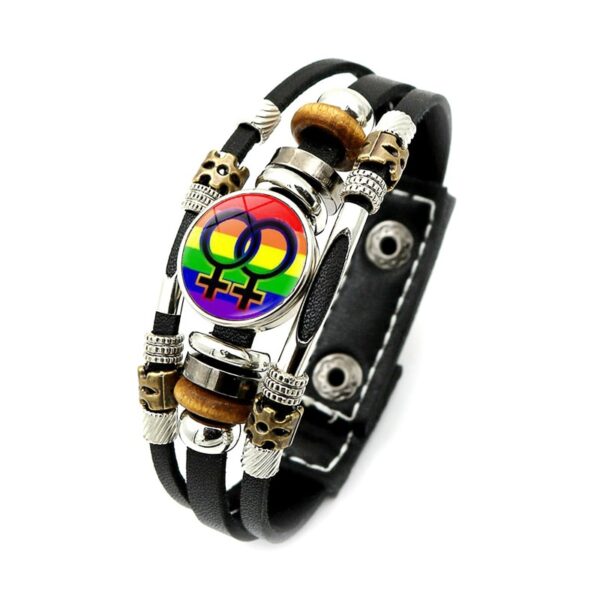 Pulseira LGBTQ orgulho arco-íris, bissexual pansexual snap botão, gay, amizade, lésbica, couro unissex - Image 9