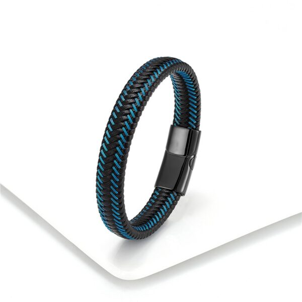 Pulseira de corda trançada, Aço inoxidável couro, jóias vermelhas masculinas - Image 9