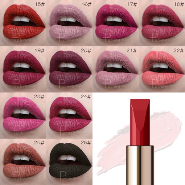 Batom Fosco Veludo Pudaier, Maquilhagem Lábios, Impermeável, Bastão Labial Macio, Tint Lip Balm, Kiss-Proof, Nu - Image 17