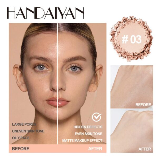 Pó fosco rosto impermeável, controle de óleo, maquiagem duradoura, ajuste cosmético compacto, SPF 30 PA +++, 8 cores - Image 4