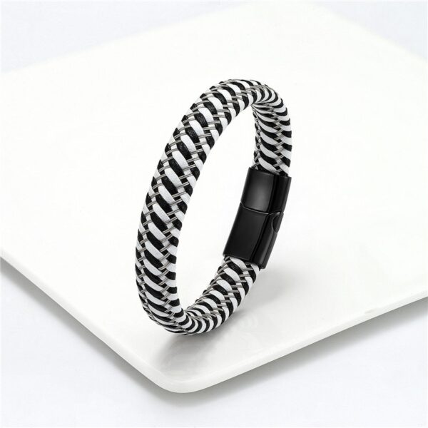 Pulseira de corda trançada, Aço inoxidável couro, jóias vermelhas masculinas - Image 8