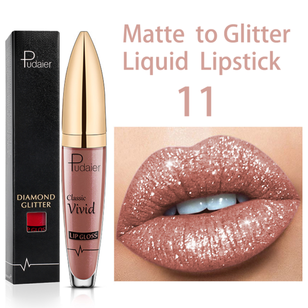 Batom Diamante brilho perolado brilho labial à prova waterproof água de longa duração fosco brilho - Image 6