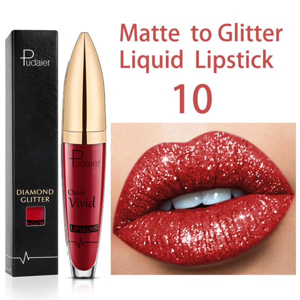 Batom Diamante brilho perolado brilho labial à prova waterproof água de longa duração fosco brilho - Image 13