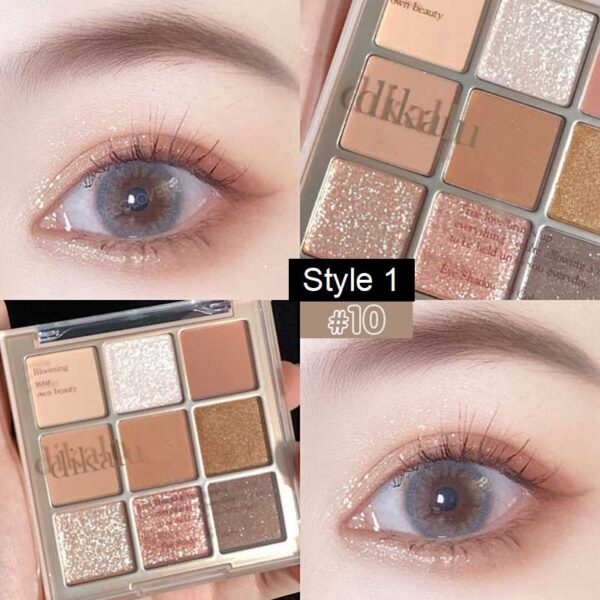Sombra 9 Colors Glitter Eyeshadow Palette Pearlescent Matte Earth Color Acrílico Paleta de Sombras Impermeável, Coreano - Image 2